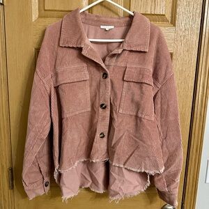 heyday Women's Corduroy Utility Jacket in Soft Pink | Size L